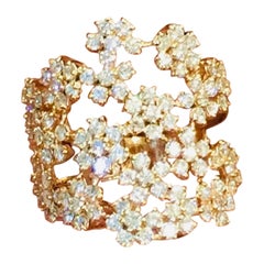 Anillo de oro con flores de diamantes naturales de 1,96 quilates
