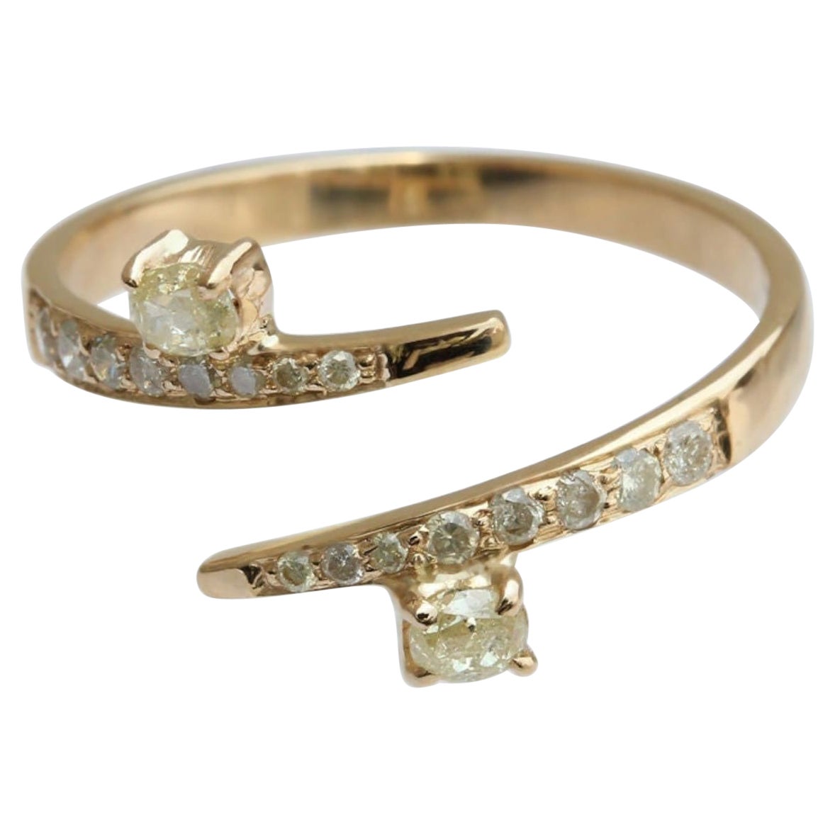 14K Solid Gold Pave Diamond Ring Minimalist Wedding Aniversary Gift For Women.