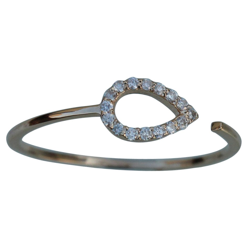 Anillo de diamantes de oro macizo de 14 quilates con banda abierta y pavé Bonito regalo de diamantes para mujer.