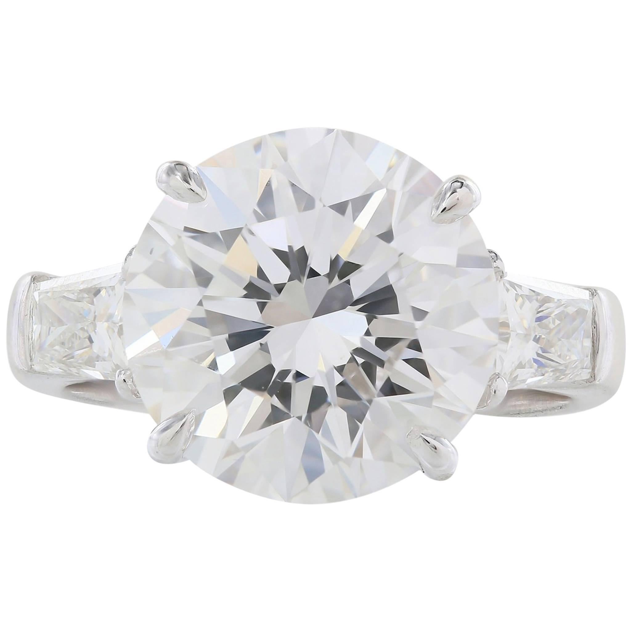 6.04 Carat GIA Certified Three Stone Diamond Platinum Ring