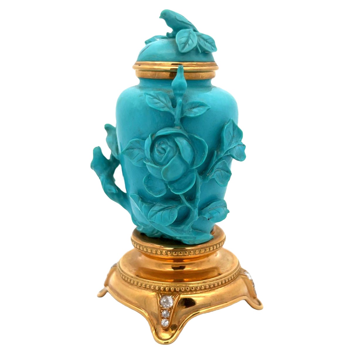 Turquoise and Diamond Snuff Bottle