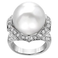 15.5 mm Südseeperlen-Diamant-Goldring