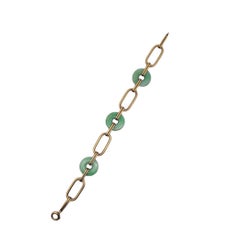 Jade Disc and Gold Link Bracelet