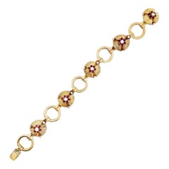 Ruby and Diamond Floral Motif Bracelet