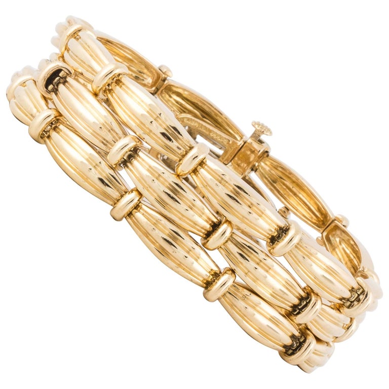 Tiffany and Co. 18K Gold Triple Strand Bracelet For Sale at 1stDibs
