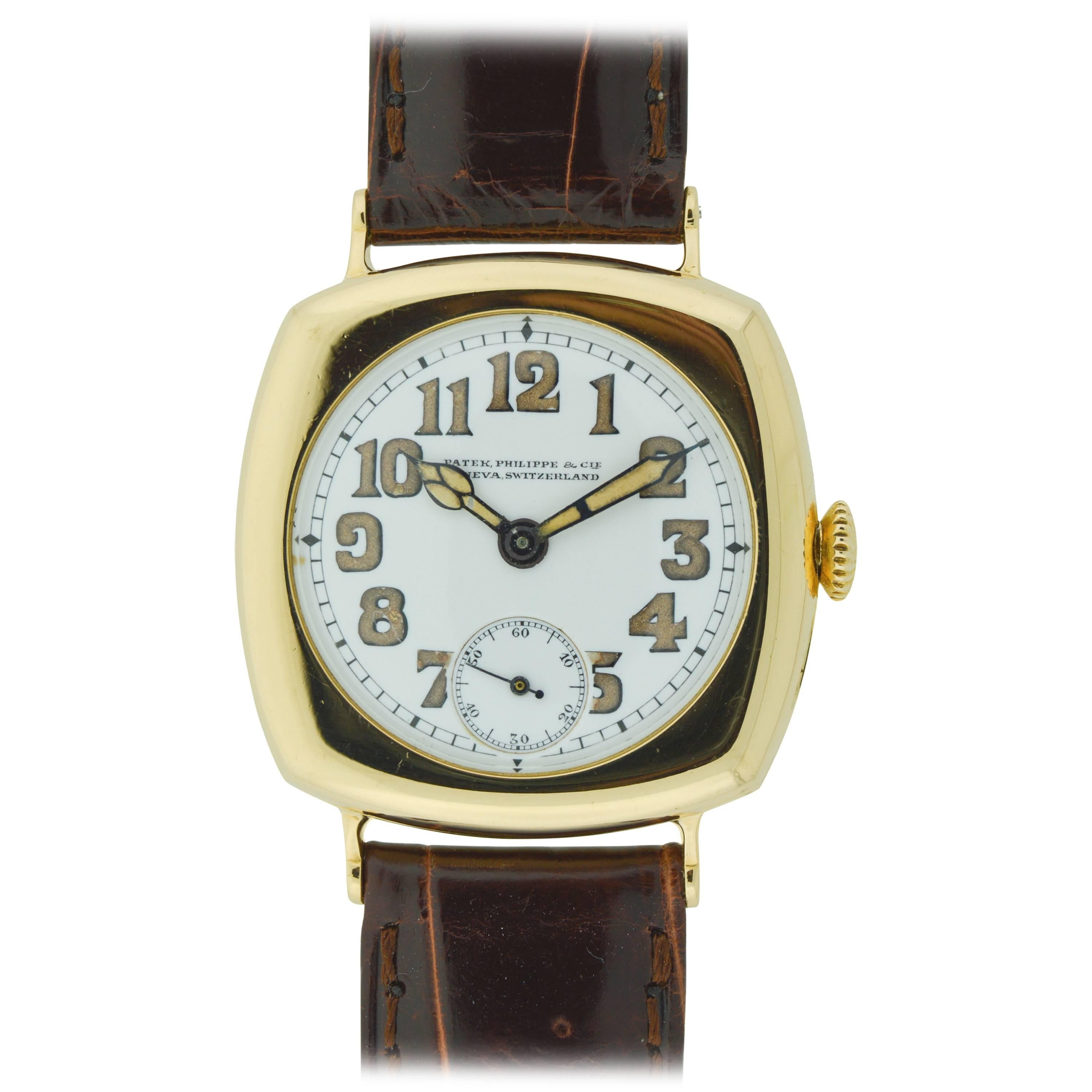 Patek Philippe Yellow Gold Art Deco Cushion Wristwatch