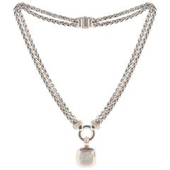 David Yurman Stirling Silver and White Gold Diamond Albion Pendant Necklace