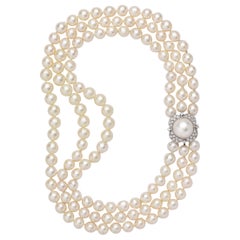 Mid Century Perlen- & Diamant-Halskette