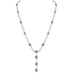 Sunita Nahata Aquamarine & Mix Gemstone 20.10ct. Necklace in 18KWG & Diamond.