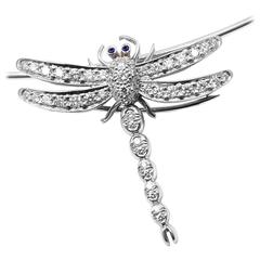 Tiffany & Co. Diamond Dragonfly Platinum Brooch Pendant Necklace