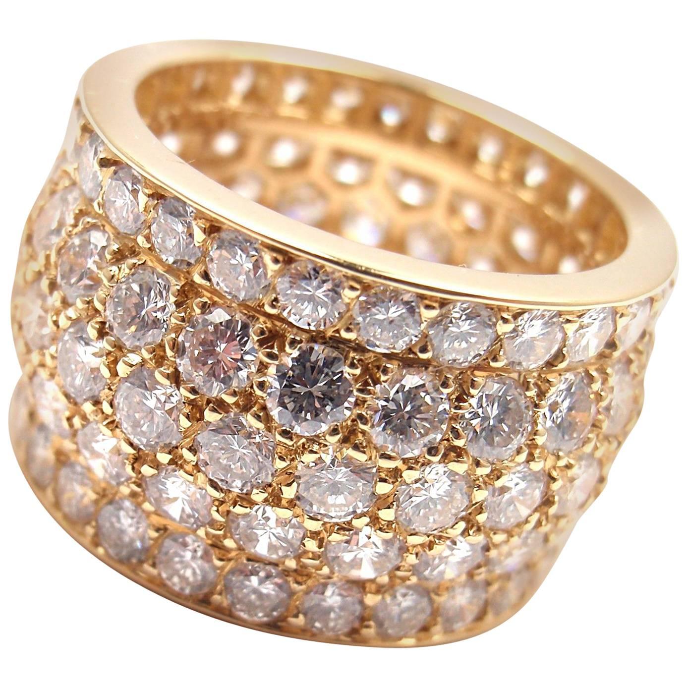 Cartier Nigeria Diamond Wide Yellow Gold Band Ring