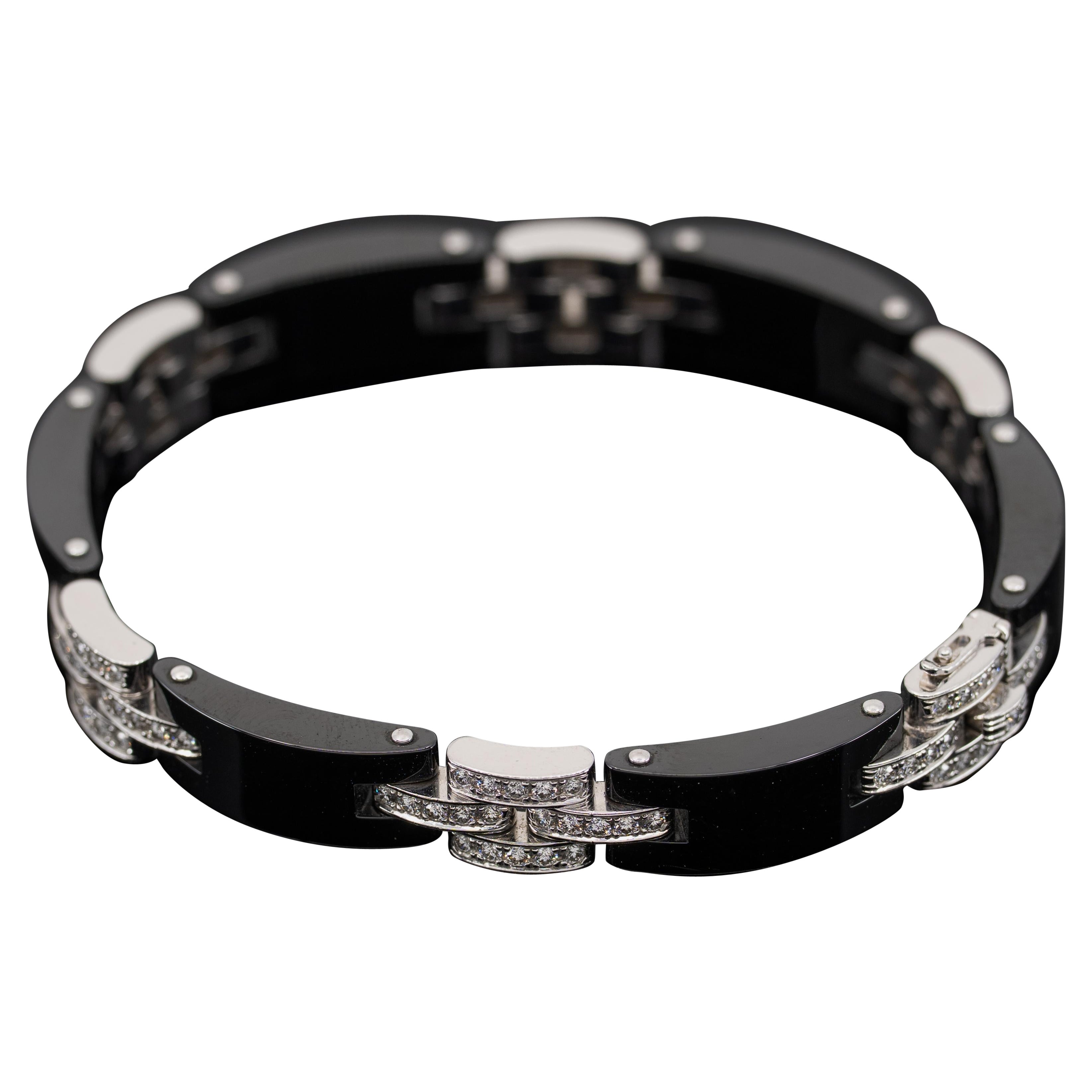Cartier Maillon Panthere Gliederarmband aus Weißgold mit Diamanten aus Keramik und Keramik