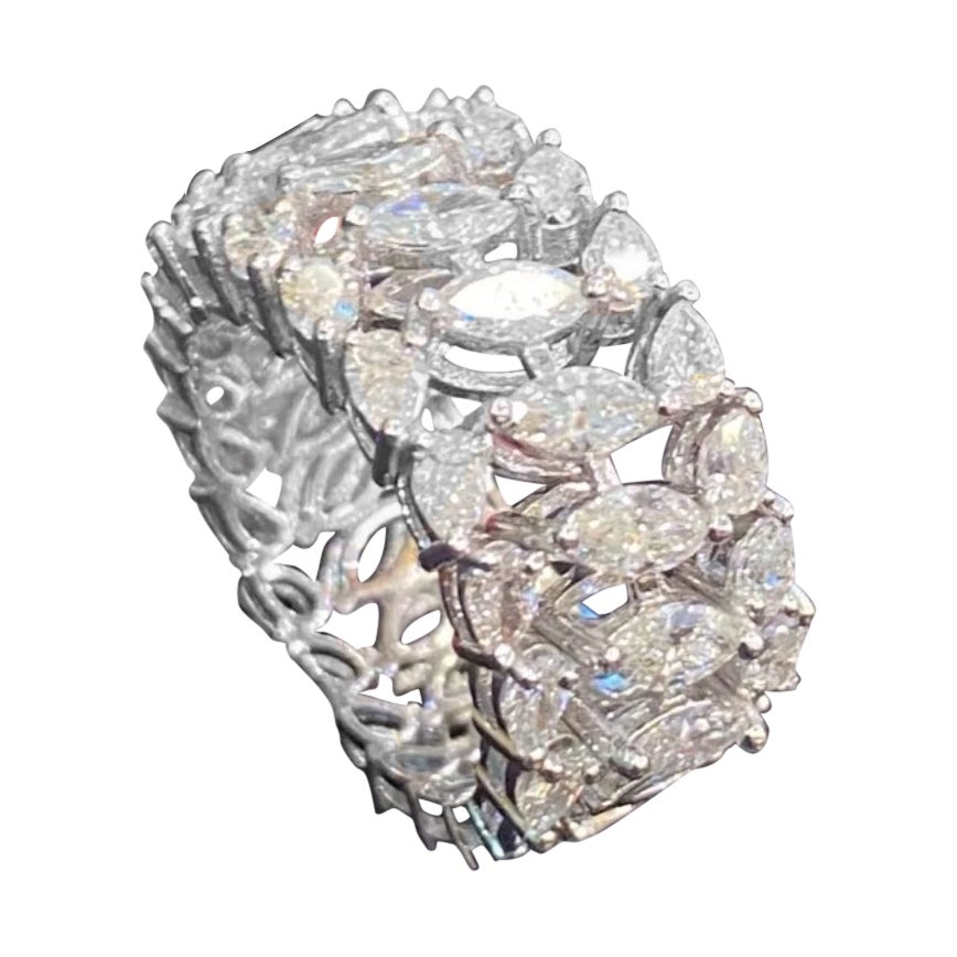 1.96 Carats  Pear/Marquise Shape Natural Diamonds Gold Ring