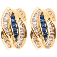 Tiffany & Co. Sapphire and Diamond Gold Earrings