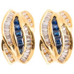 Tiffany & Co. Sapphire and Diamond Gold Earrings