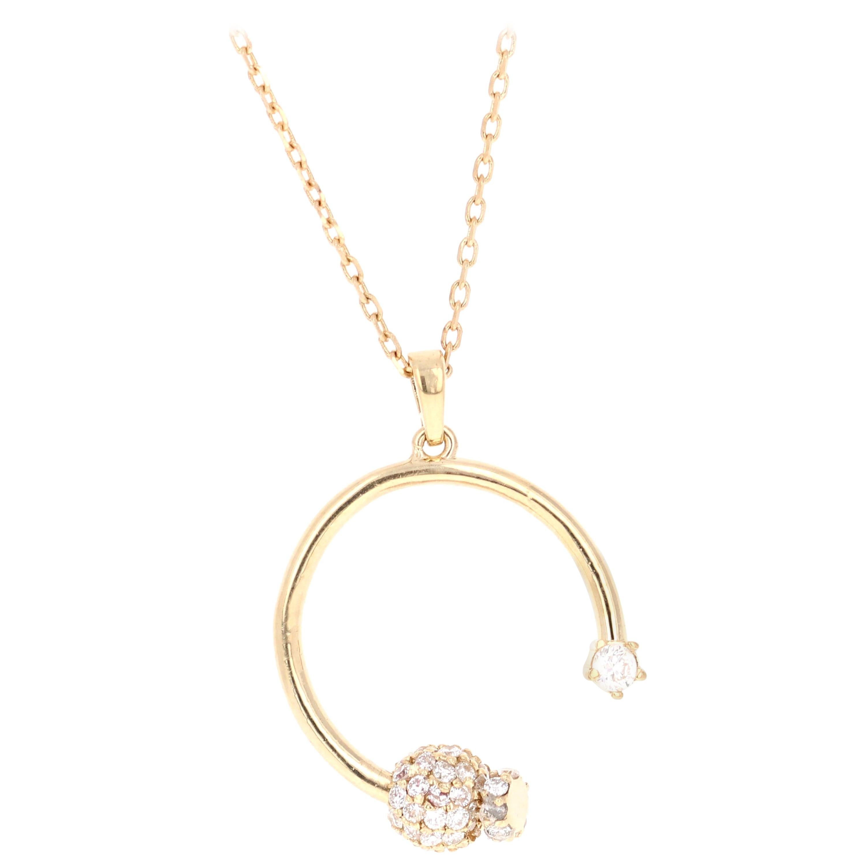 Halskette mit 0,61 Karat Diamant-Anhänger aus 14 Karat Gelbgold