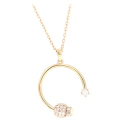 Ciondolo con diamante da 0,61 carati Collana a catena in oro giallo 14 carati
