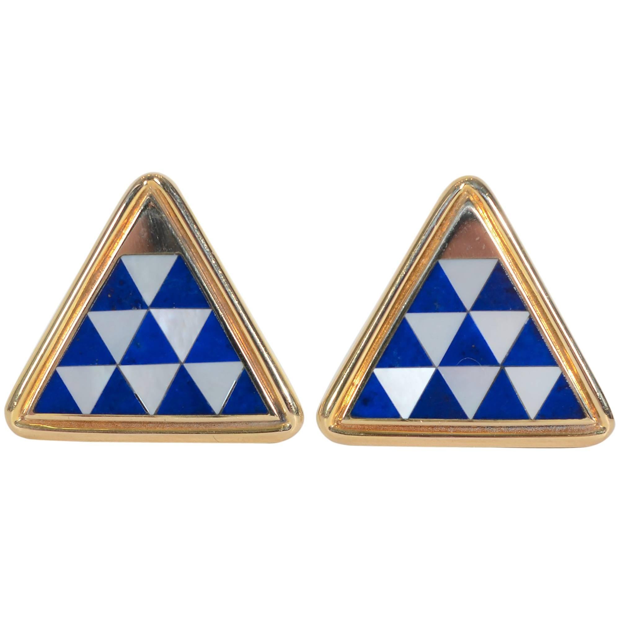 Asch Grossbardt Inlaid Stone Cufflinks For Sale