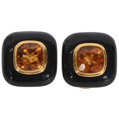 Onyx and Citrine Earrings