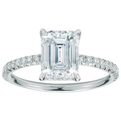 Marisa Perry Micro Pave 2.04 Carat Emerald Cut Diamond Engagement Ring