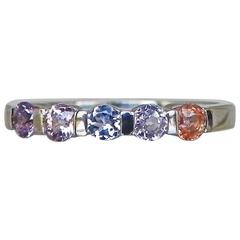 Multicoloured Sapphire White Gold Eternity Stacking Ring