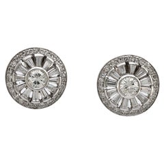 Mid Century diamond platinum earrings