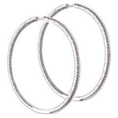 Orecchini Cerchio in Oro Bianco 18 kt e Diamanti