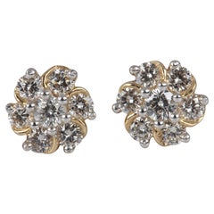 Elegante 14k Gelbgold Natürliche Diamant-Ohrstecker Minimalistisches Geschenk für Damen