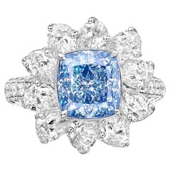 Emilio Jewelry Gia Certified Fancy Blue Green Diamond Ring