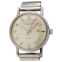 Vintage IWC Sterling Silver Date Elmitex Bracelet Automatic Wristwatch circa 1960