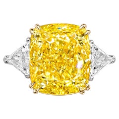 Emilio Jewelry Gia Certified 19.30 Carat Fancy Intense Yellow Diamond Ring