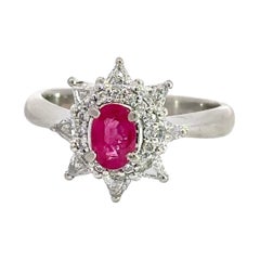 Bague en platine avec diamant et rubis de 1,19 carats