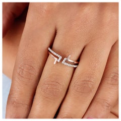 Anillo de diamantes naturales de oro macizo de 14k Anillo apilable para regalo de aniversario para ella.
