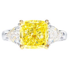 GIA Certified 3 Carat VVS2 Fancy Vivid Yellow Diamond Engagement Ring