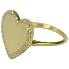 Anello con diamante naturale a forma di cuore in oro giallo massiccio 14k, bellissimo regalo.