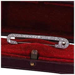 Antike Art Deco Platin Single Cut Diamant Sicherheitsnadelbrosche, antik