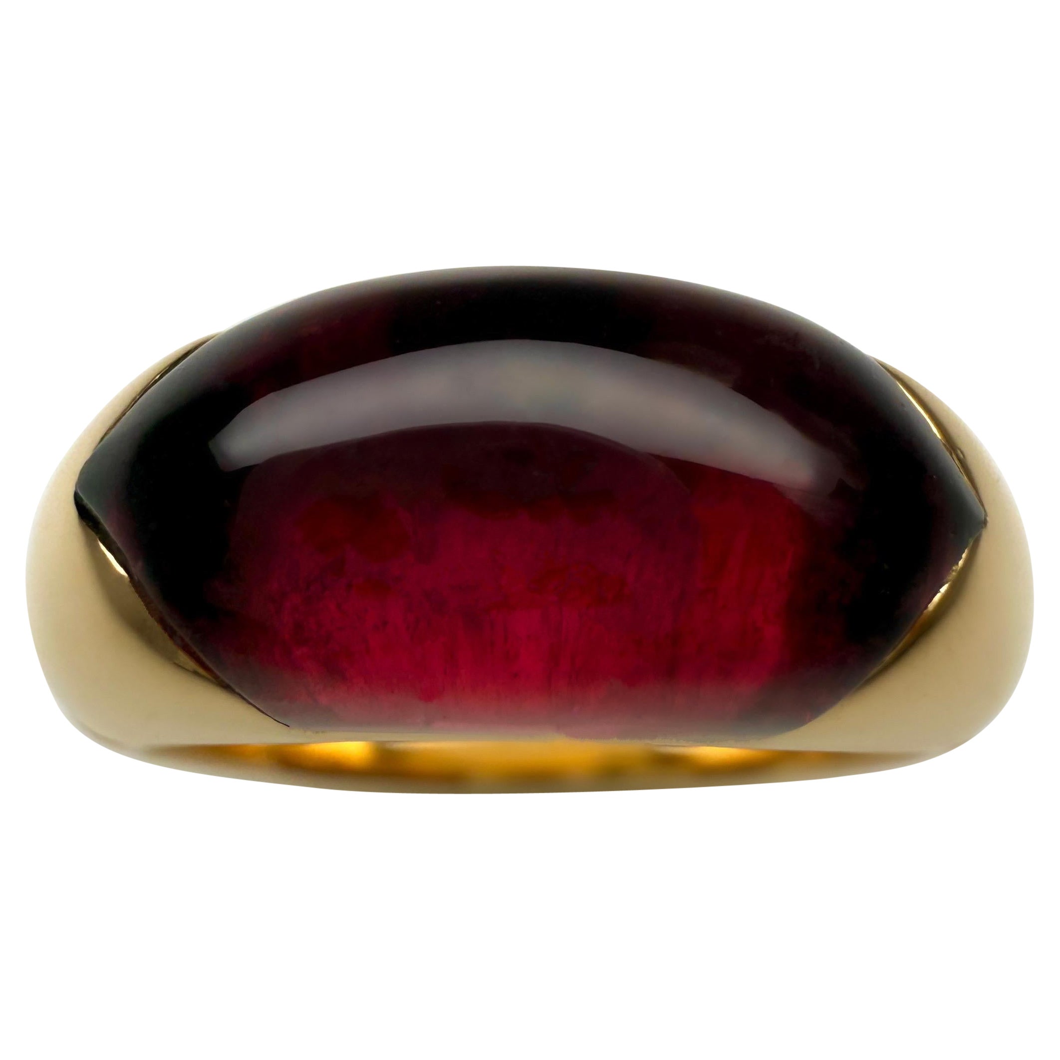 Bvlgari Certica Tronchetto 18k Yellow Gold Rubellite Pink Purple Tourmaline Ring