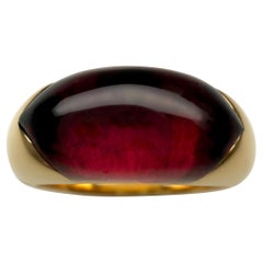 Bvlgari Certica Tronchetto 18k Yellow Gold Rubellite Pink Purple Tourmaline Ring