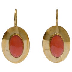 Coral, 18 Karat Yellow Gold Earrings.