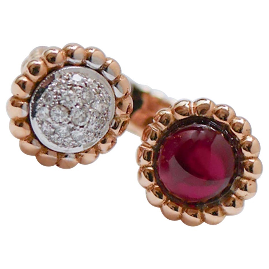 Garnet, Diamonds, 18 Karat Rose Gold Ring.