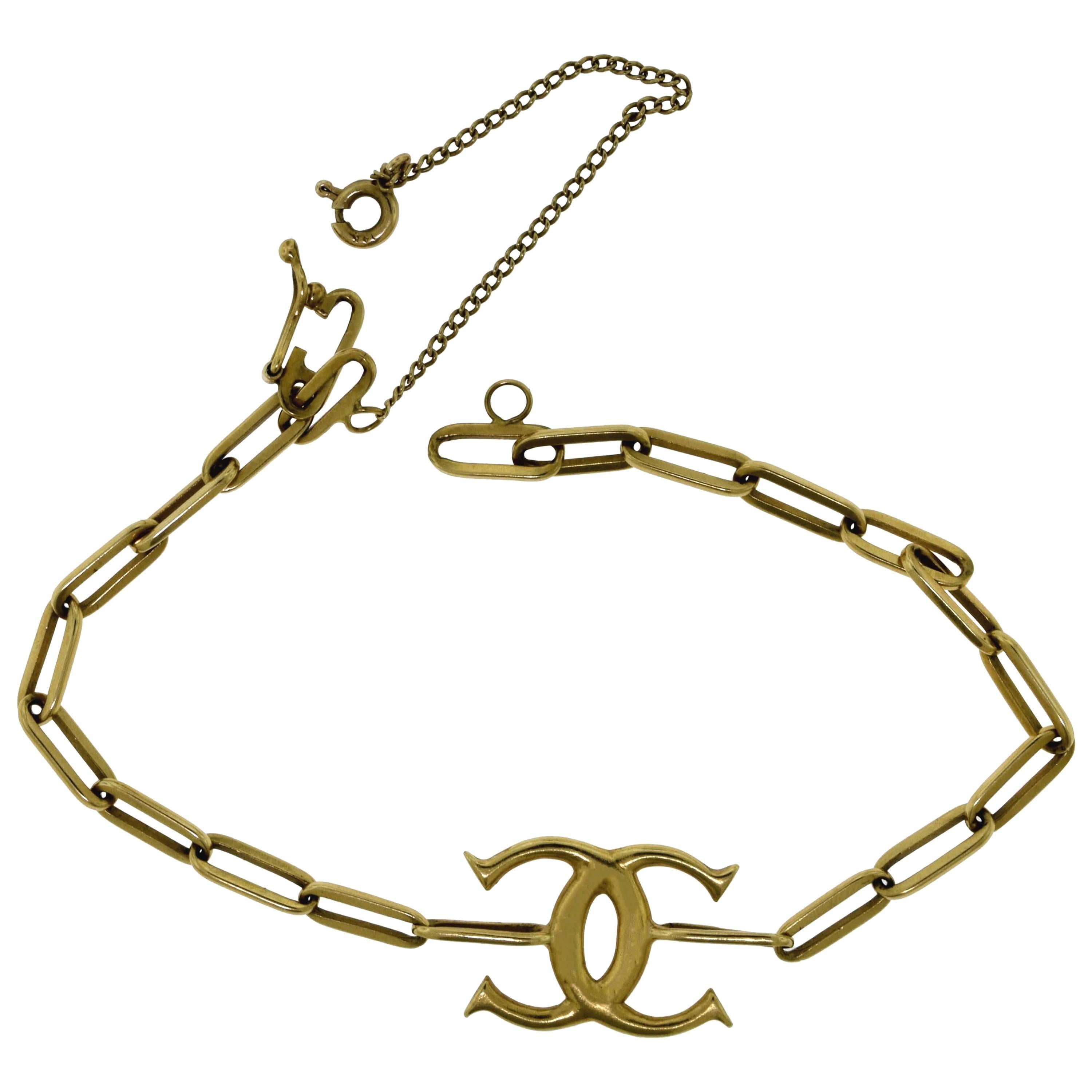 Cartier Vintage Yellow Gold Spartacus Chain Double C Bracelet For Sale