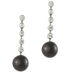 Tiffany & Co. Ziegfeld Diamond and Onyx Drop Earrings