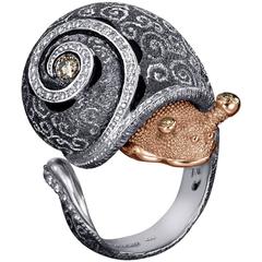 Alex Soldier Diamond Gold Sterling Silver Codi The Snail Ring Ltd Ed Handmade