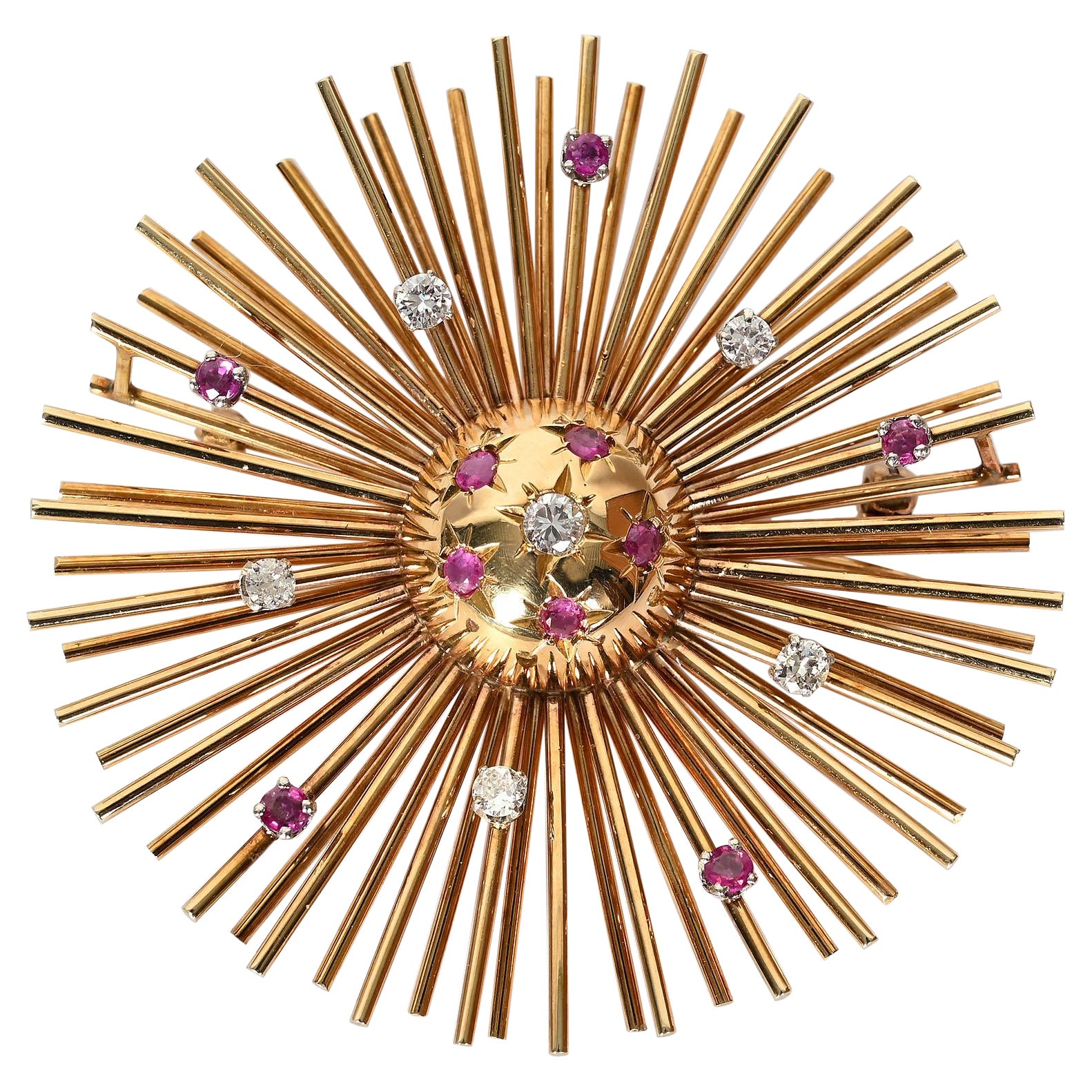 Retro Starburst Gold Brooch