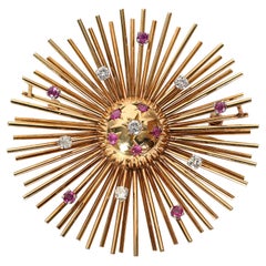 Retro Starburst Gold Brooch