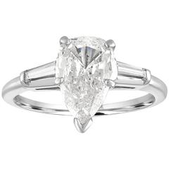 Pear Shape 1.41 Carat Diamond Platinum Engagement Ring 10