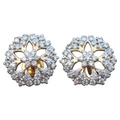 14k Gelbgold Minimilist-Ohrstecker für Damen Natürlicher Pave-Diamant-Ohrring für sie.