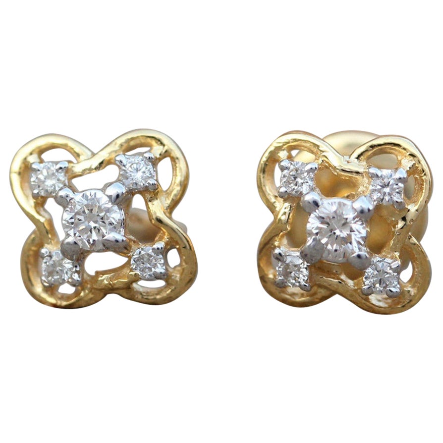 14k Gelbgold Ohrstecker Natürliche Pavé-Diamant-Ohrstecker Einzigartige Jahrestag-Geschenk