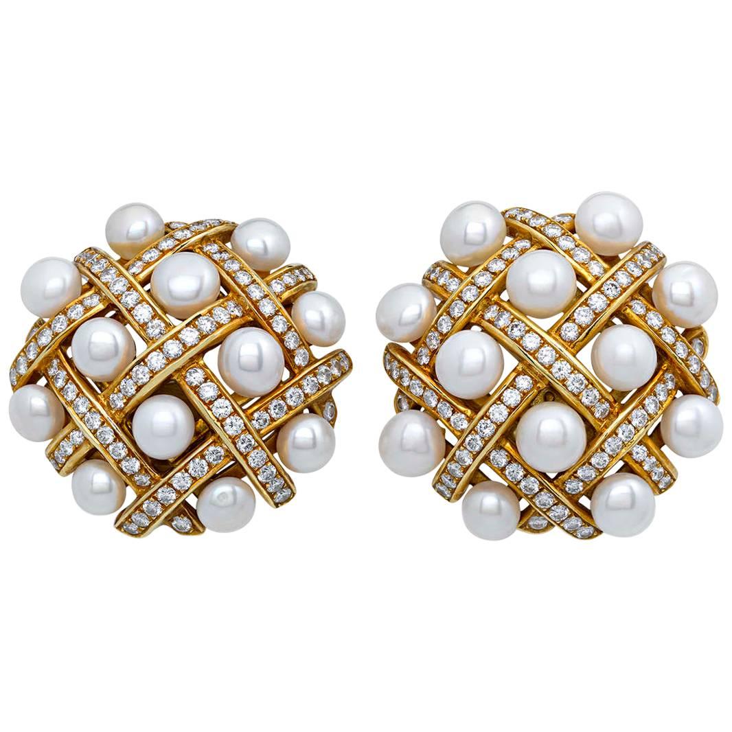 Pearl and Diamond Earrings