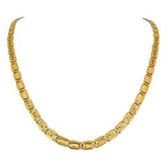22k Yellow Gold 20.2g Hollow Diamond Cut 6mm Fancy Gucci Link Chain Necklace 23"